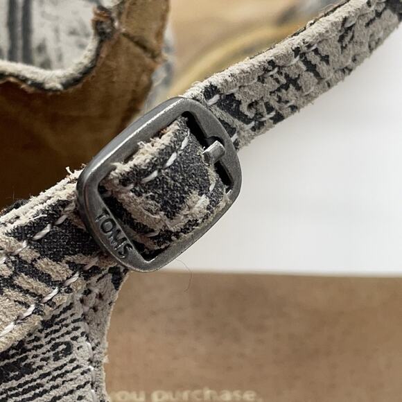 Toms Peep Toe Platform Wedge Espadrille Sandals White Gray Size 9.5 - Picture 8 of 10